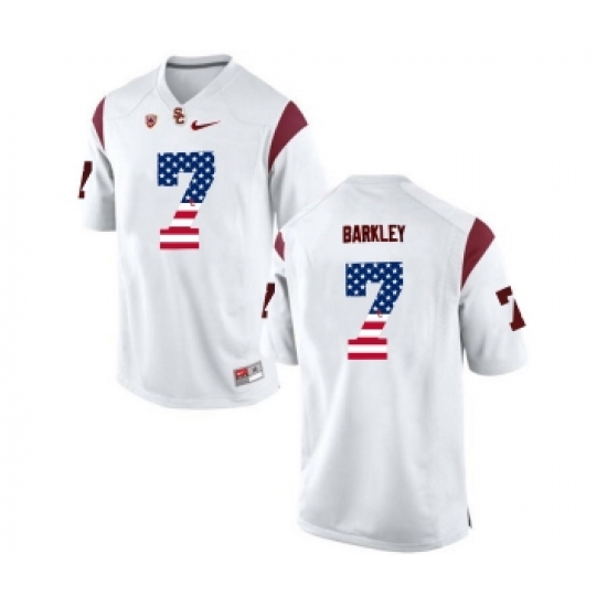 USC Trojans 7 Matt Barkley White USA Flag College Football Jersey - Ujersey