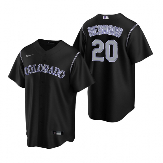 Men's Nike Colorado Rockies #20 Ian Desmond Black Alternate Stitched Baseball Jersey - Ujersey