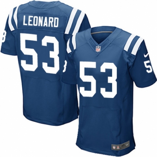 Men's Nike Indianapolis Colts #53 Darius Leonard Elite Royal Blue Team Color NFL Jersey - Ujersey