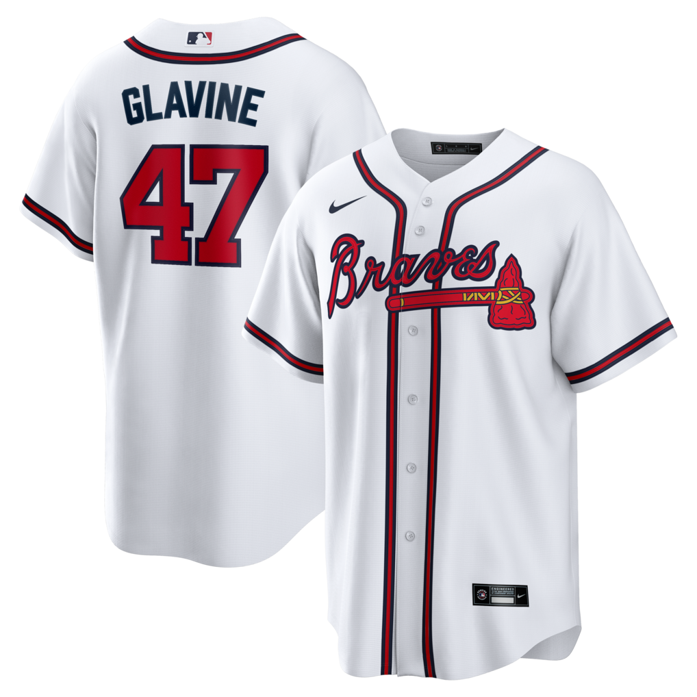 Men's Atlanta Braves Tom Glavine Nike White Home Retired Player Replica Jersey - Ujersey