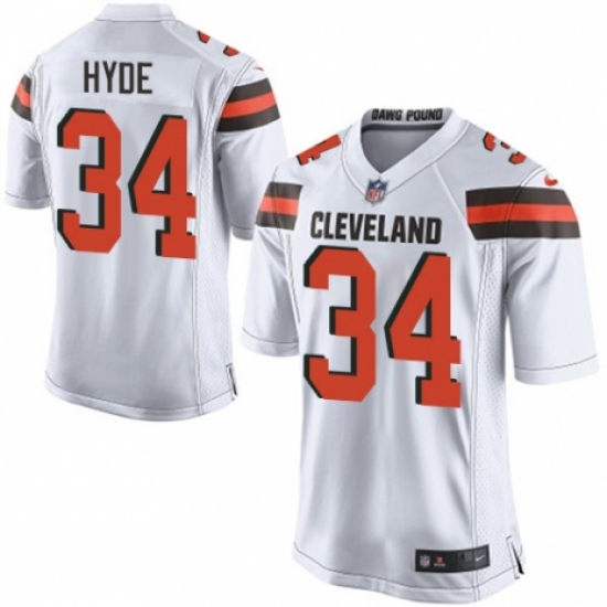 Men's Nike Cleveland Browns #34 Carlos Hyde Game White NFL Jersey - Ujersey