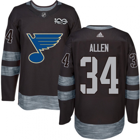 Men's Adidas St. Louis Blues #34 Jake Allen Authentic Black 1917-2017 100th Anniversary NHL Jersey - Ujersey