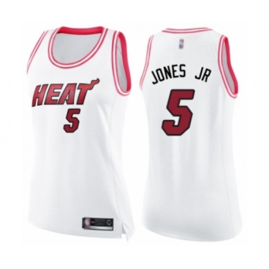 Women's Miami Heat #5 Derrick Jones Jr Swingman White Pink Fashion Basketball Jersey - Ujersey