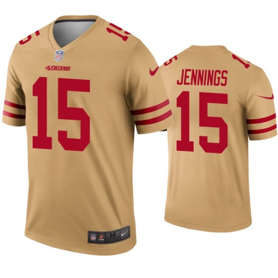 Mens San Francisco 49ers #15 Jauan Jennings Nike Gold Inverted Limited Player Jersey - Ujersey