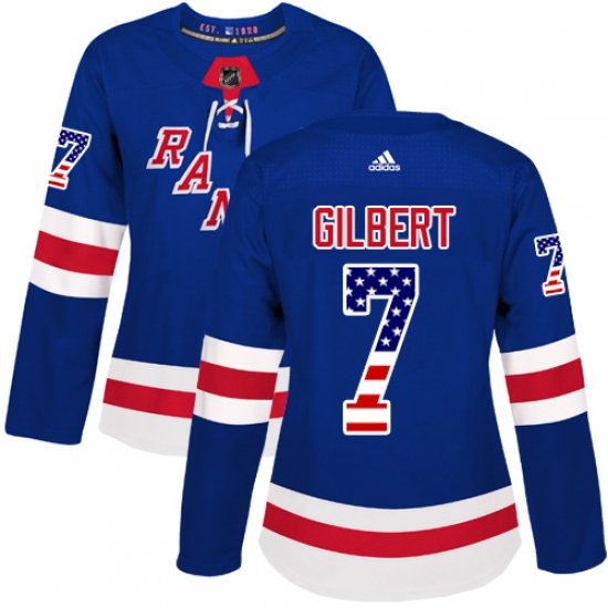 Women's Adidas New York Rangers #7 Rod Gilbert Authentic Royal Blue USA Flag Fashion NHL Jersey - Ujersey
