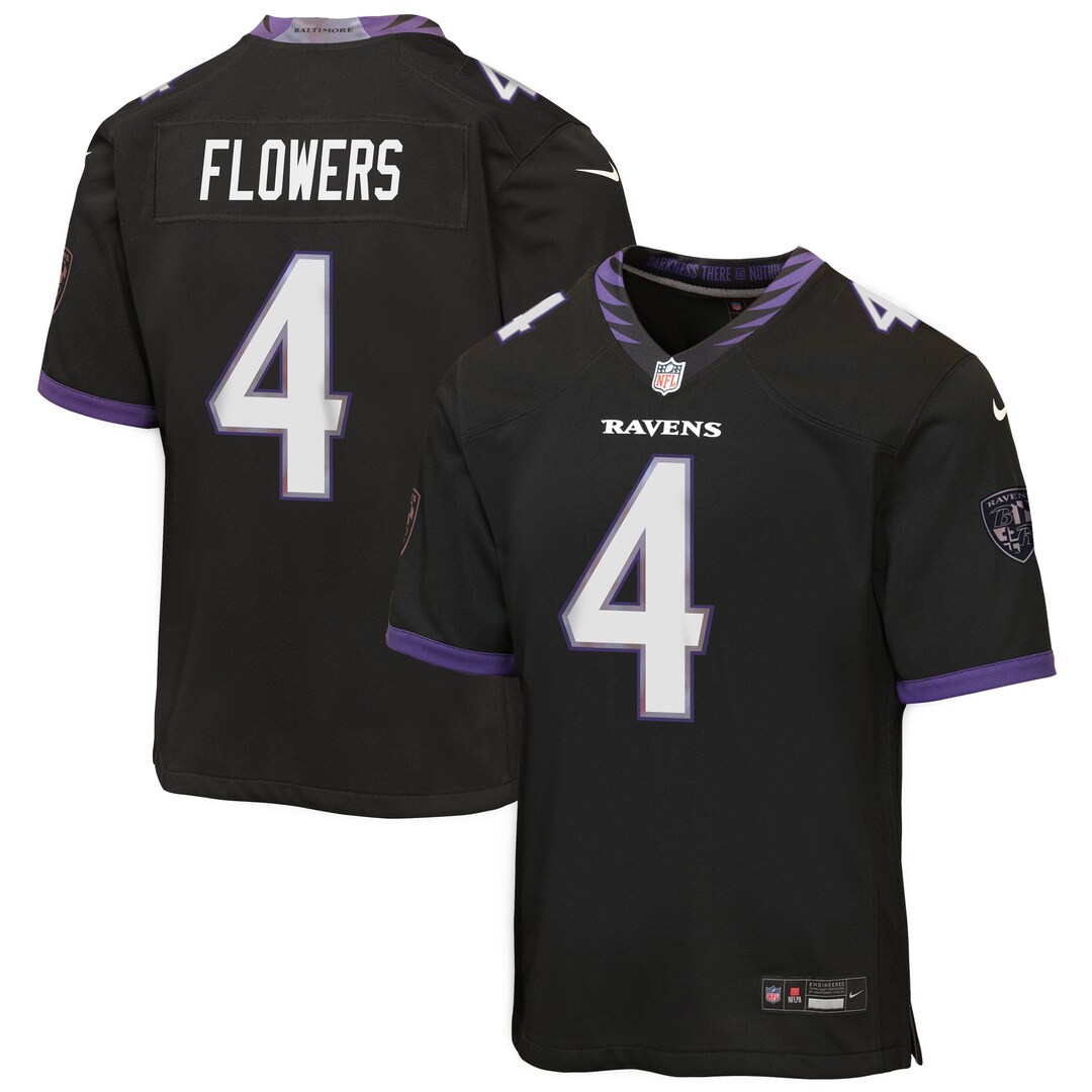 Youth Baltimore Ravens Zay Flowers Nike Black Alternate Game Jersey