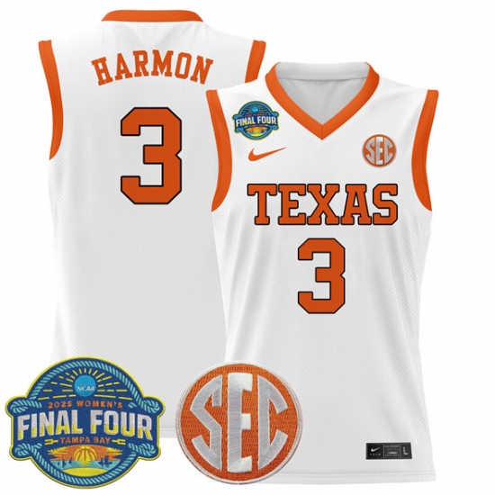 Men's Texas Longhorns #3 Rori Harmon White 2025 Sec Women’s Final Four Stitched Basketball Jersey