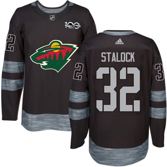 Men's Adidas Minnesota Wild #32 Alex Stalock Authentic Black 1917-2017 100th Anniversary NHL Jersey - Ujersey