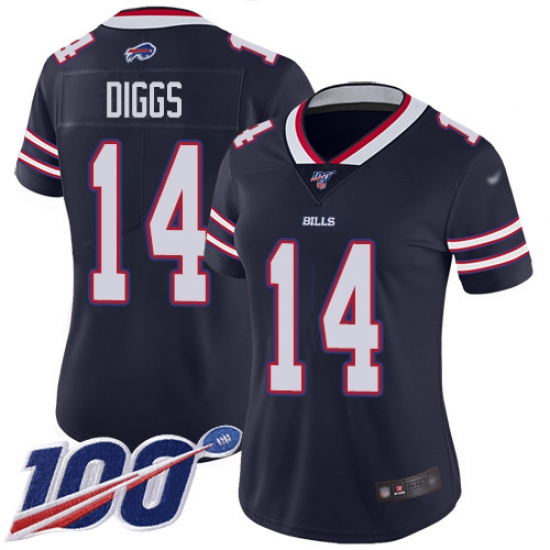 Women's Buffalo Bills #14 Stefon Diggs Navy Stitched Limited Inverted Legend 100th Season Jersey - Ujersey