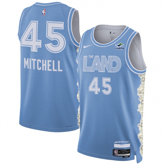 Men's Cleveland Cavaliers #45 Donovan Mitchell Light Blue 2024-25 City Edition Stitched Jersey - Ujersey