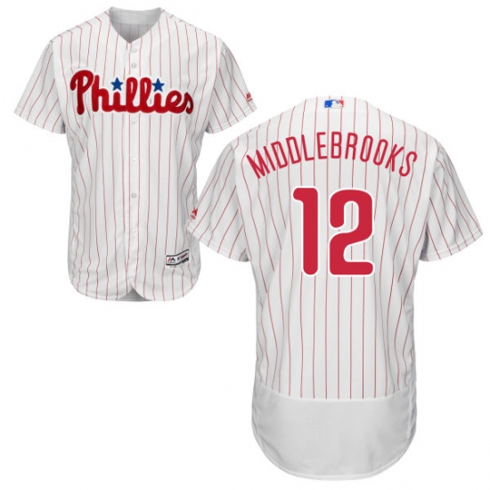 Men's Majestic Philadelphia Phillies #12 Will Middlebrooks White Home Flex Base Authentic Collection MLB Jersey - Ujersey