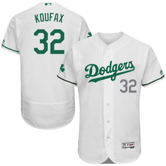 Men's Majestic Los Angeles Dodgers #32 Sandy Koufax White Celtic Flexbase Authentic Collection MLB Jersey - Ujersey
