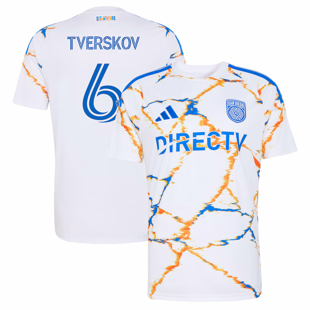 Men's San Diego FC Jeppe Tverskov adidas White 2026 Unprecedented Unity Kit Replica Jersey - Ujersey NHL