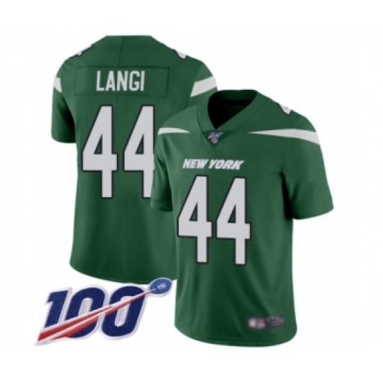 Youth New York Jets #44 Harvey Langi Green Team Color Vapor Untouchable Limited Player 100th Season Football Jersey