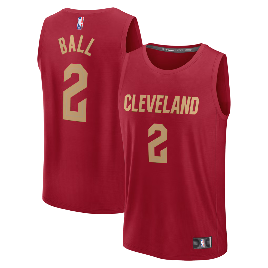 Men's Cleveland Cavaliers Lonzo Ball Fanatics Wine Fast Break Replica Jersey - Icon Edition - SUjersey01