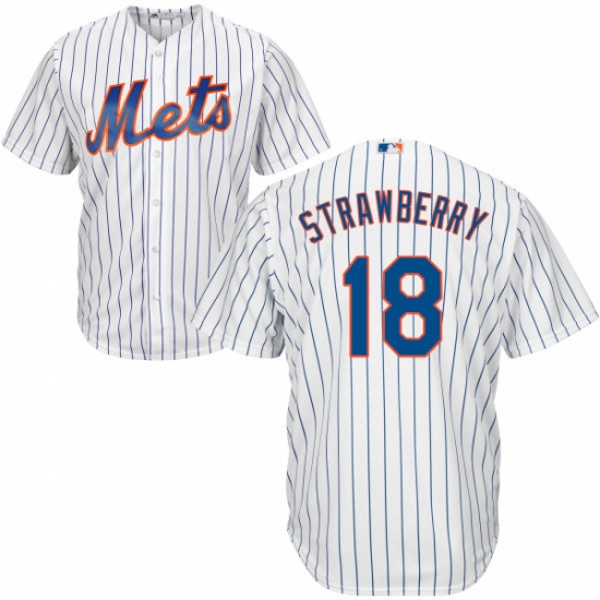 Youth Majestic New York Mets #18 Darryl Strawberry Replica White Home Cool Base MLB Jersey - Ujersey