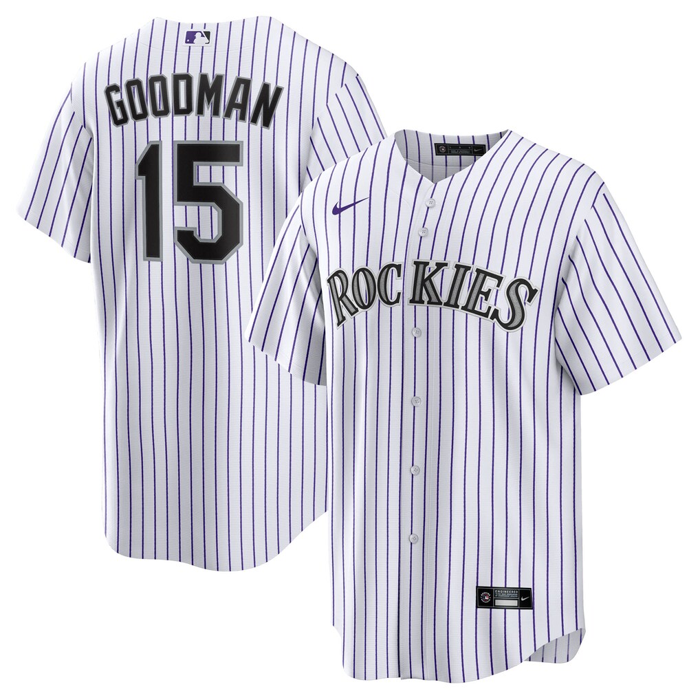 Men's Colorado Rockies Hunter Goodman Nike White Home Replica Jersey - ujerseystore