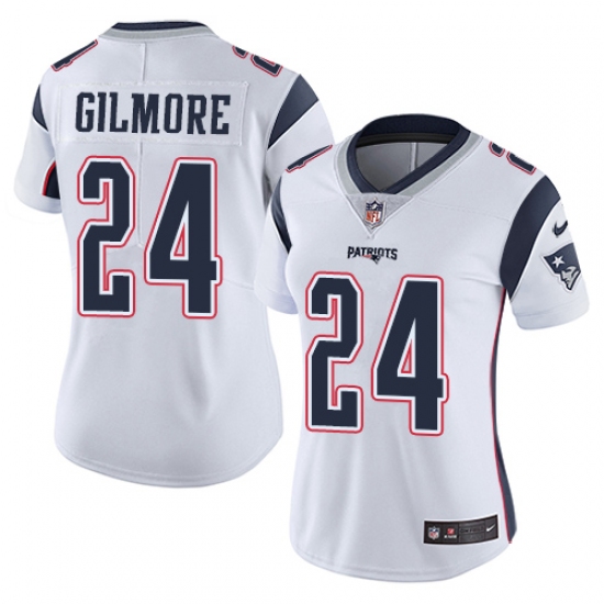 Women's Nike New England Patriots #24 Stephon Gilmore White Vapor Untouchable Limited Player NFL Jersey - Ujersey