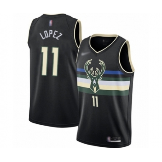 Youth Milwaukee Bucks #11 Brook Lopez Swingman Black Finished Basketball Jersey - Statement Edition - Ujersey