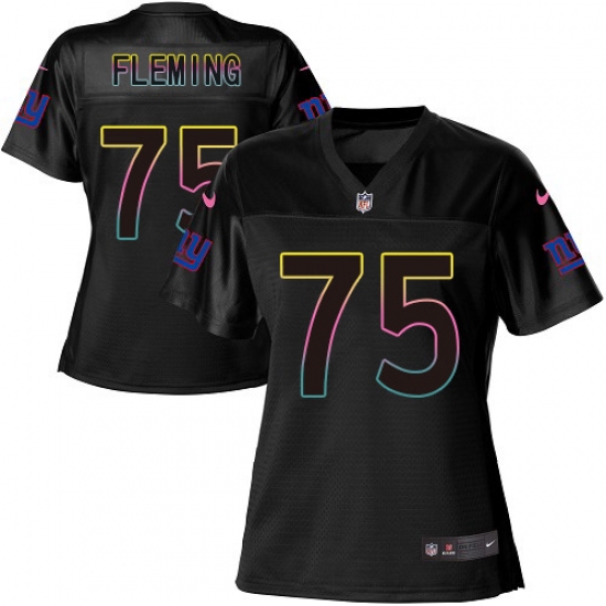 Women's New York Giants #75 Cameron Fleming Black Fashion Game Jersey - Ujersey