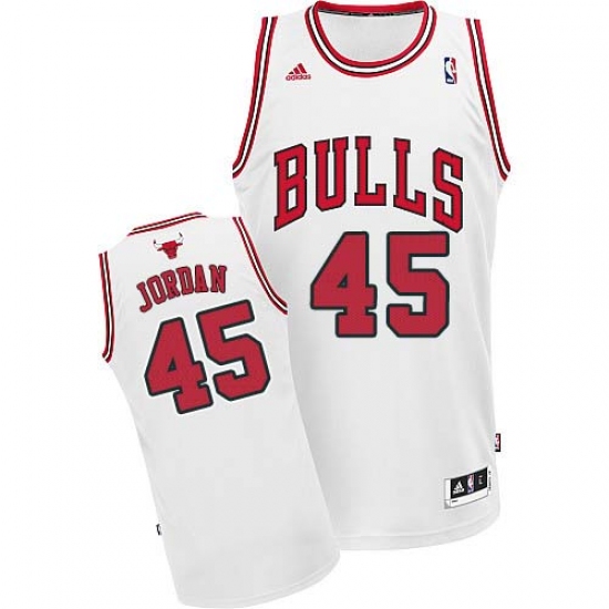 Men's Adidas Chicago Bulls #45 Michael Jordan Swingman White Home NBA Jersey - Ujersey