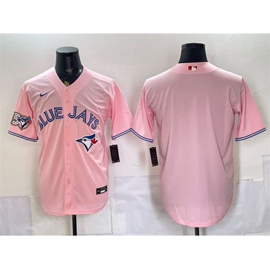 Men's Toronto Blue Jays Blank Pink 50 Seasons Stitched Baseball Jersey