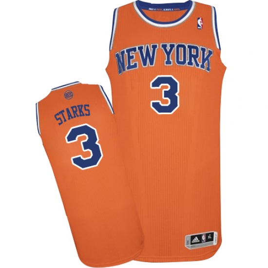 Men's Adidas New York Knicks #3 John Starks Authentic Orange Alternate NBA Jersey