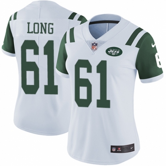 Women's Nike New York Jets #61 Spencer Long White Vapor Untouchable Limited Player NFL Jersey - Ujersey
