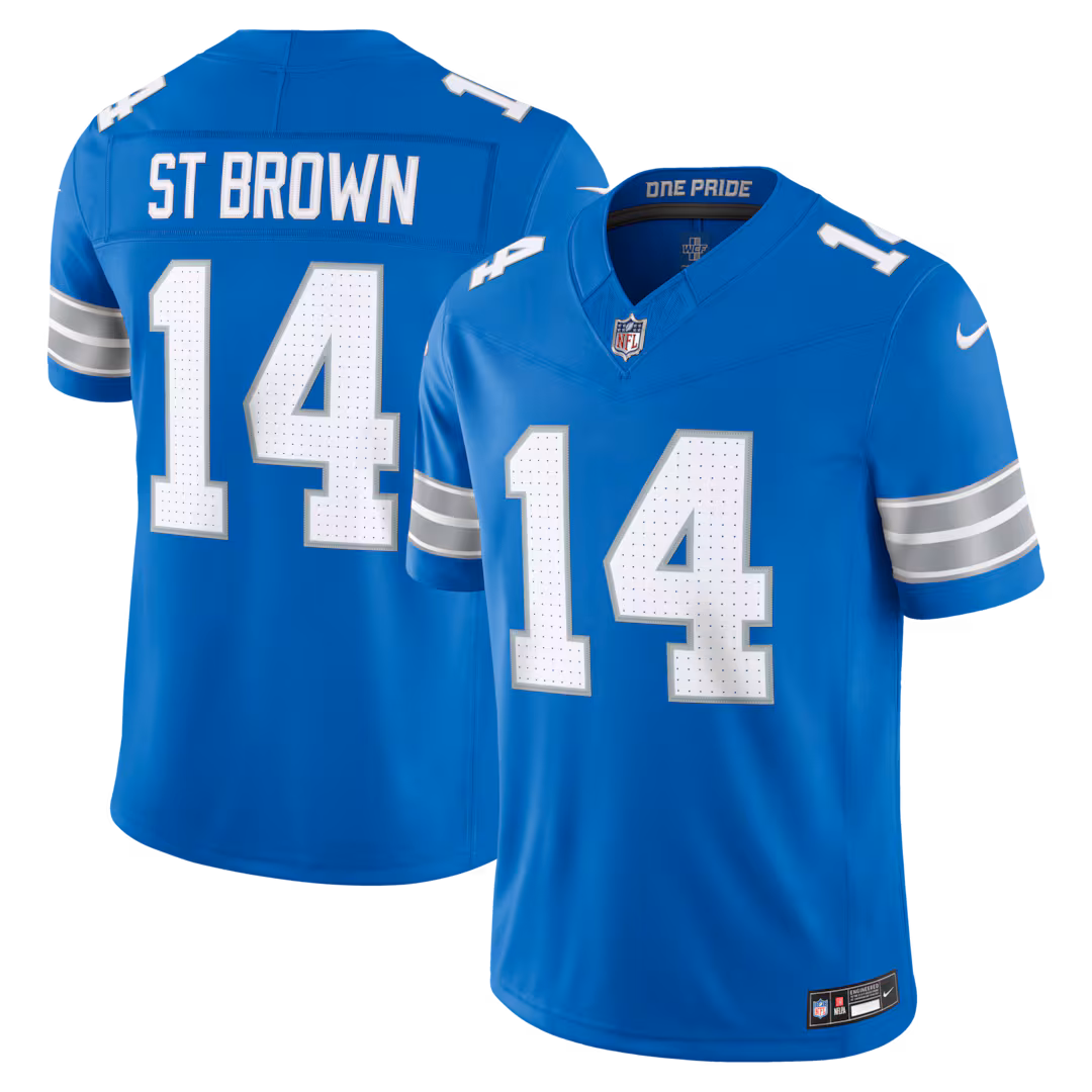 Men's Detroit Lions Amon-Ra St. Brown Nike Blue Team Vapor F.U.S.E. Stitched Limited Jersey