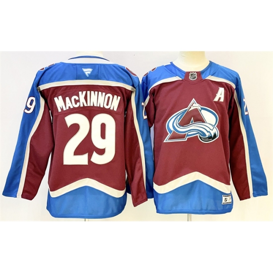 Men's Colorado Avalanche #29 Nathan MacKinnon Burgundy 2024-25 With A Stitched Jersey - Ujersey