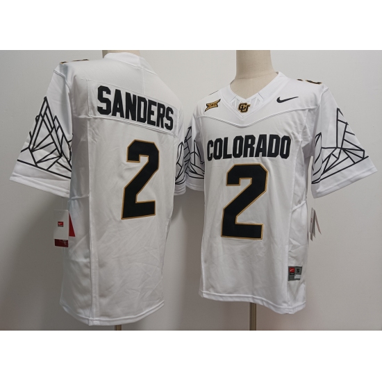 Men's Colorado Buffaloes #2 Shedeur Sanders White Black 2024 Limited FUSE College Football Jersey - Ujersey