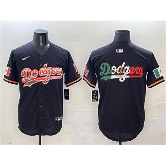 Men's Los Angeles Dodgers Team Big Logo Black Mexico Limited Stitched Baseball Jersey - Ujersey