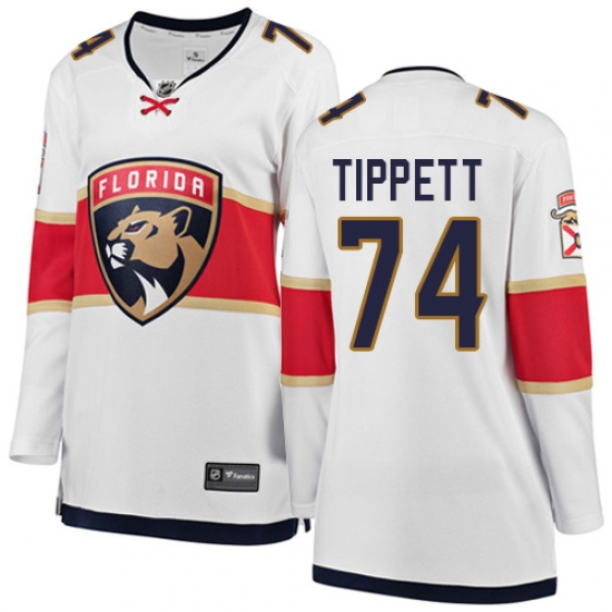 Women's Florida Panthers #74 Owen Tippett Authentic White Away Fanatics Branded Breakaway NHL Jersey - Ujersey