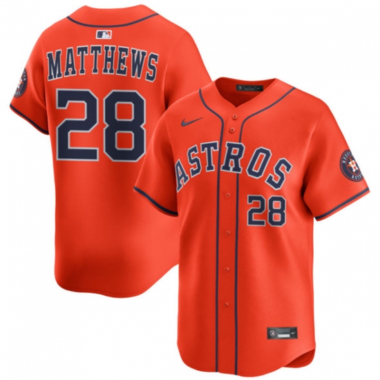 Men's Houston Astros #28 Brice Matthews Orange 2025 Alternate Limited Stitched Baseball Jersey - Ujersey