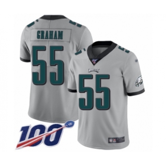 Youth Philadelphia Eagles #55 Brandon Graham Limited Silver Inverted Legend 100th Season Football Jersey - Ujersey