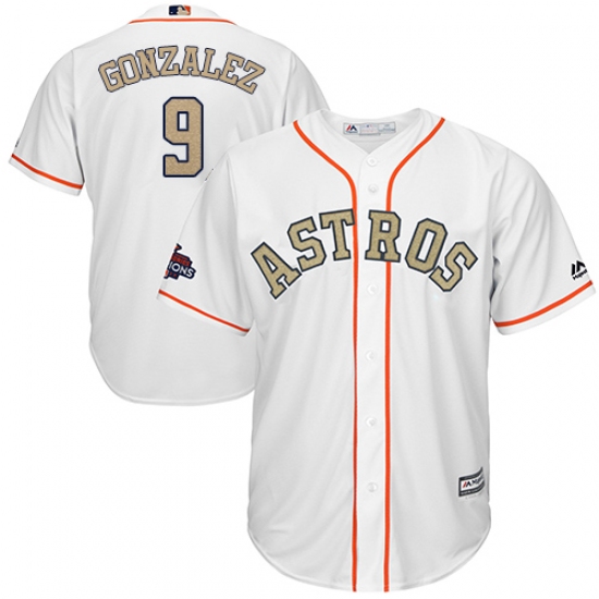 Youth Majestic Houston Astros #9 Marwin Gonzalez Authentic White 2018 Gold Program Cool Base MLB Jersey - Ujersey