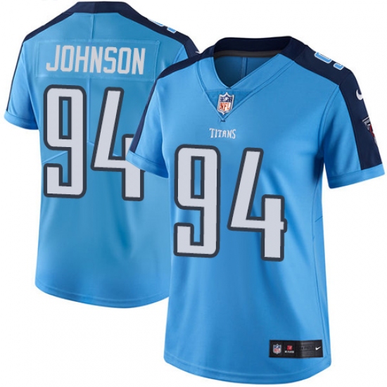 Women's Nike Tennessee Titans #94 Austin Johnson Elite Light Blue Team Color NFL Jersey - Ujersey