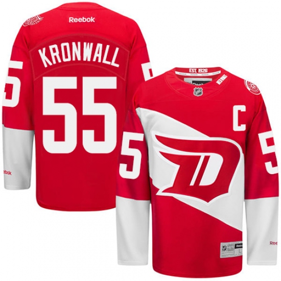 Men's Reebok Detroit Red Wings #55 Niklas Kronwall Premier Red 2016 Stadium Series NHL Jersey - Ujersey