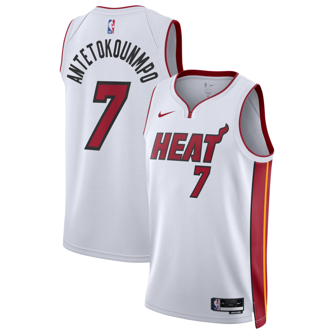 Unisex Miami Heat Giannis Antetokounmpo Nike White Swingman Jersey - Association Edition - U-jersey