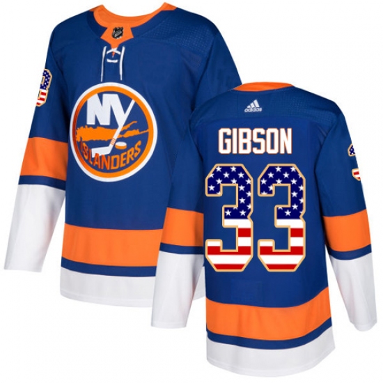 Youth Adidas New York Islanders #33 Christopher Gibson Authentic Royal Blue USA Flag Fashion NHL Jersey - Ujersey