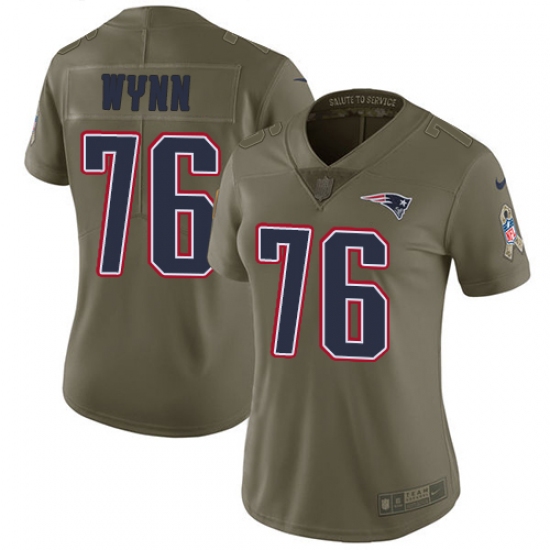 Women's Nike New England Patriots #76 Isaiah Wynn Limited Olive 2017 Salute to Service NFL Jersey - Ujersey