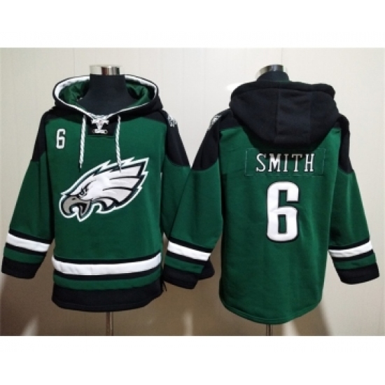 Men's Philadelphia Eagles #6 DeVonta Smith Green Lace-Up Pullover Hoodie - Ujersey