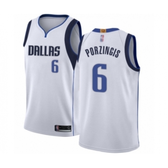 Youth Dallas Mavericks #6 Kristaps Porzingis Swingman White Basketball Jersey - Association Edition - Ujersey