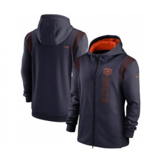 Men's Chicago Bears 2021 Navy Sideline Team Performance Full-Zip Hoodie - Ujersey