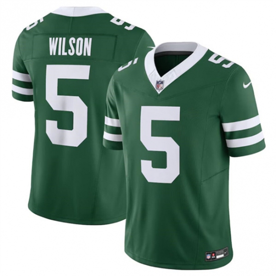 Men's New York Jets #5 Garrett Wilson Green 2024 F.U.S.E. Vapor Limited Football Stitched Jersey - Ujersey