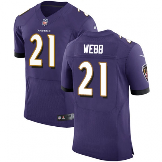 Men's Nike Baltimore Ravens #21 Lardarius Webb Elite Purple Team Color NFL Jersey - Ujersey