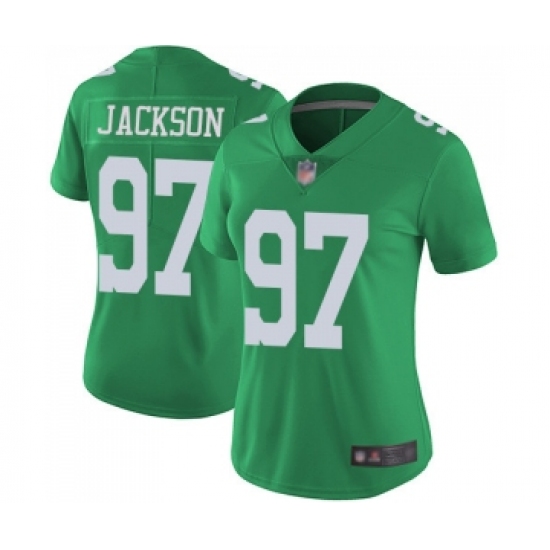 Women's Philadelphia Eagles #97 Malik Jackson Limited Green Rush Vapor Untouchable Football Jersey - Ujersey