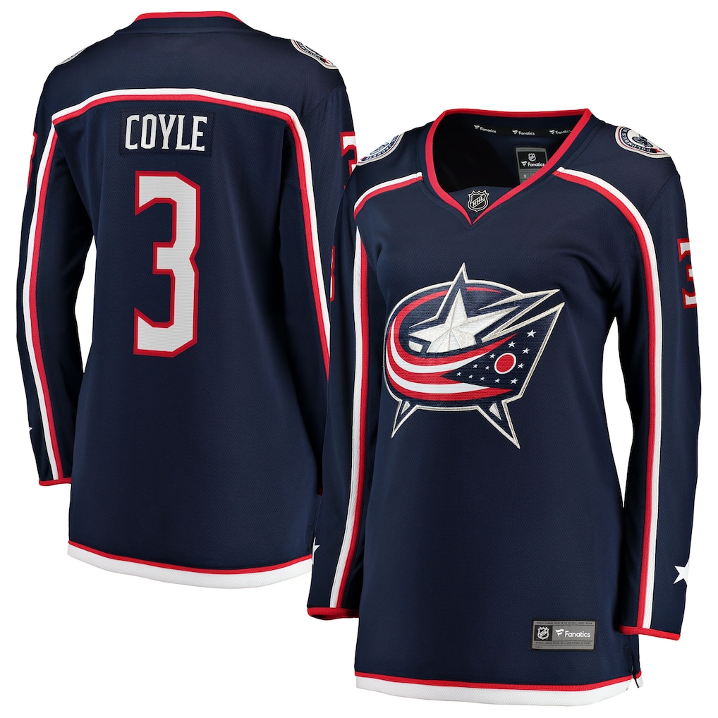 Women's Columbus Blue Jackets Charlie Coyle Fanatics Navy Home Breakaway Jersey - ujerseystore