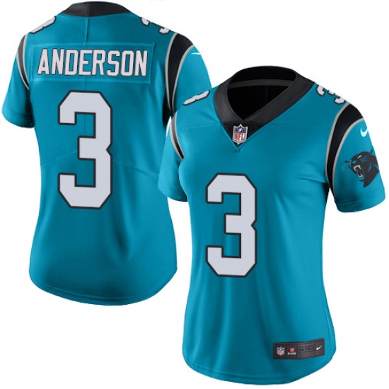 Women's Nike Carolina Panthers #3 Derek Anderson Limited Blue Rush Vapor Untouchable NFL Jersey - Ujersey