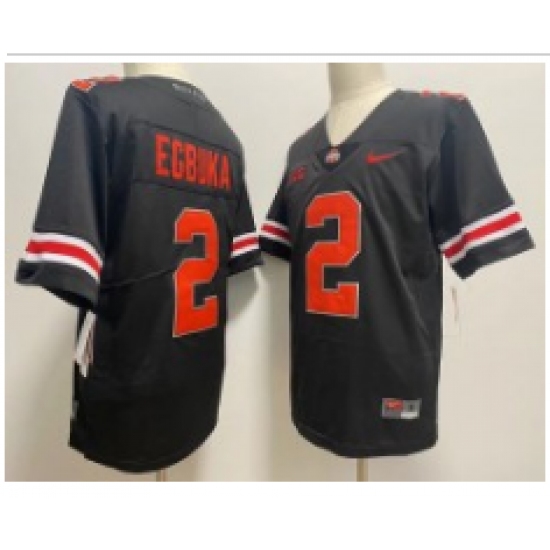 Ohio State Buckeyes #2 Egbuka Black Scarlet NCAA Football Jersey